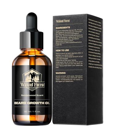 Waking Forest Beard Oil - Sandalwood Beard Growth Oil with Vitamin E Rosemary Castor & Argan - Ideal for Men's Grooming - Buy Online on GoSupps.com