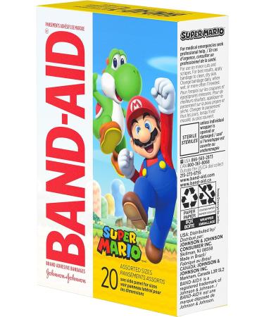 Band-Aid Super Mario 20 Count Assorted Sizes - Fun and Colorful Bandages - Buy Online on GoSupps.com