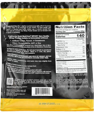 Buy California Gold Nutrition Very Vanilla Whey Protein Isolate - 5 lb (2.27 kg) | Best Quality International Shipping - Buy Online on GoSupps.com