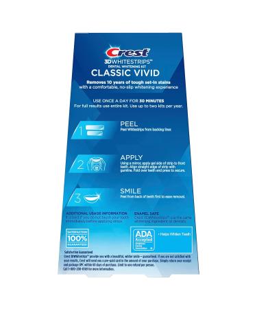 Crest 3D Whitestrips Classic Vivid Teeth Whitening Strip Kit 20 Strips (10 Count Pack) (Pack of 2) - Buy Online on GoSupps.com