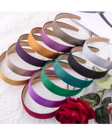 SIQUK 12-Pack Wide Satin Headbands for Women & Girls - 3 cm DIY Hairbands in 12 Dark Colors - Ideal for Fashion & Hairstyling - Buy Online on GoSupps.com