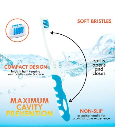 Portable Travel Toothbrush with Built-in Cover - 6 Pack Soft Folding Toothbrushes for Hiking, Camping, and Traveling - Buy Online on GoSupps.com