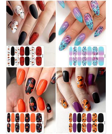 Halloween Nail Wraps - 13 Sheets Pumpkin Bat Ghost Nail Stickers for Women and Girls - Buy Online on GoSupps.com