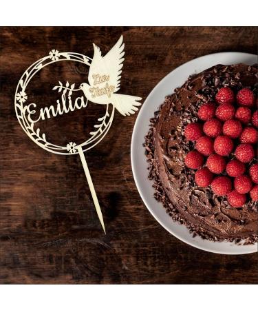 Personalized Baptism Cake Topper | Custom Name & Dove Decoration for Baptism Celebrations - Buy Online on GoSupps.com