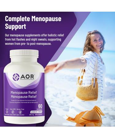 AOR - Menopause Relief 60 Capsules - Pre and Post Menopause Supplement for Women - Irritability Hot Flashes and Night Sweats Relief Supplement - Menopause Support Estrogen Balance for Women - Buy Online on GoSupps.com