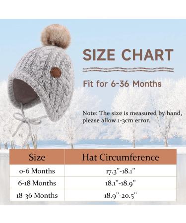 XIAOHAWANG Winter Baby Boys Hat with Velvet Lining - Toddler Kids Beanie Earflap Warm Baby Hats for Girls with Pompom - Gray (18-36 Months) - Buy Online on GoSupps.com