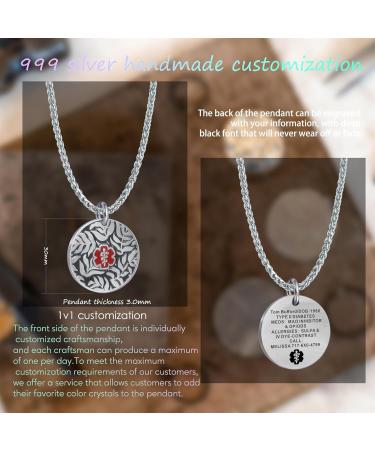 Custom Sterling Silver Medical Alert Necklace | Free Engraving | Personalized Medic ID Pendant for Men Women & Kids - Buy Online on GoSupps.com