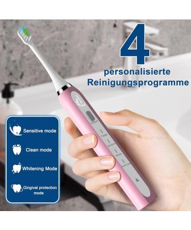 Sound Toothbrush Set - Fast Cleaning Electric Toothbrush in Pink & Teal with 8 Replacement Heads | Buy Internationally - Buy Online on GoSupps.com