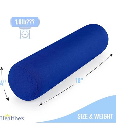 Healthex Memory Foam Cervical Neck Roll Pillow - Round Cylinder Bolster Support for Sleeping, Bed & Legs in Blue - Buy Online on GoSupps.com