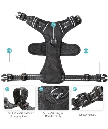 Adjustable No-Pull Heele Dog Harness for Large Breeds | Reflective Breathable Padded Handle | Black Size L (43-86cm) - Buy Online on GoSupps.com