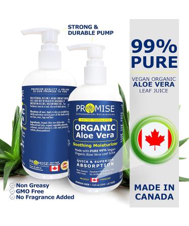 Promise Organic Aloe Vera Gel 340ml (12oz) for Face Hair and Skin- Pure Aloe Vera Juice for Moisturizing Skincare After Sun Lotion For Sunburn Relief Keep Skin Healthy and Hydrated All Year Long 340 ml (Pack of 1) - Buy Online on GoSupps.com