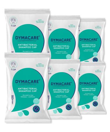 DYMACARE Antibacterial No Rinse Shampoo Cap | Rinse Free Shower Cap That Shampoos & Conditions | PH Balanced Waterless Hair Wash | 6 Caps