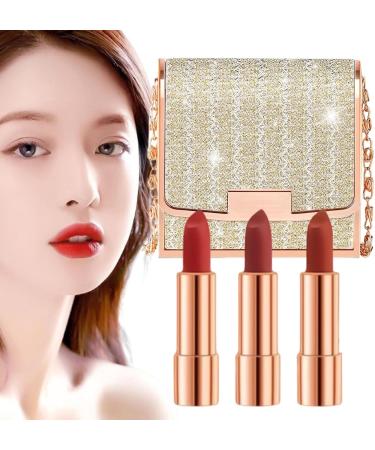  LINGJIONG 3 Matte Velvet Lipsticks with Chain Bag - Lip Makeup Kit - Long-Lasting Cream - Pigmented Lip Stains - Waterproof Lingjiong - Buy Online on GoSupps.com