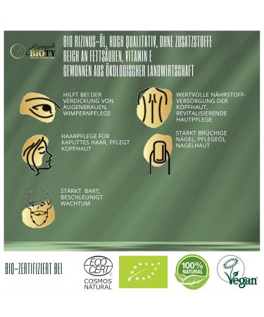 Organic Castor Oil 50ml - 100% Pure Cold Pressed for Hair Eyelashes and Beard Growth | Reduces Stretch Marks | Gift: Mascara Kit Included - Buy Online on GoSupps.com