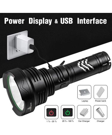 Lyting USB Rechargeable 150000 Lumens Super Bright Flashlight | 5 Modes, IPX7 Waterproof | Powerful Flash Light for Emergencies & Camping - Black - Buy Online on GoSupps.com