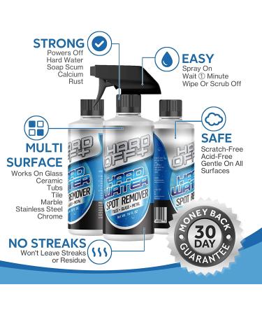 Hard Off+ Hard Water Stain Remover 16oz for Shower Doors, Glass, Tile & Metal - Buy Online on GoSupps.com