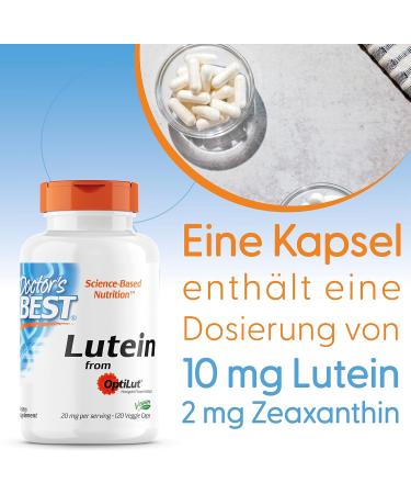 Buy Doctor's Best Lutein with OptiLut 10 mg - 120 Vegan Capsules | High Dose Carotenoid & Zeaxanthin | Soy-Free & Gluten-Free | Laboratory Tested for Quality - Buy Online on GoSupps.com