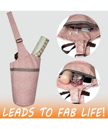 ULTLAT Yoga Mat Bag - Adjustable Shoulder Strap, Large Pockets, Pink Totem Design - Fits Mats up to 7.7 Diameter - Convenient Tote Carrier for Yoga Lovers - Buy Online on GoSupps.com