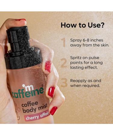 mCaffeine Cherry Body Mist For Women with Long-lasting Fruity-Floral Fragrance | Coffee & Caffeine Kill Body Odour | Hydrating Skin-friendly Perfume For All Skin Types - 100 ml - Buy Online on GoSupps.com