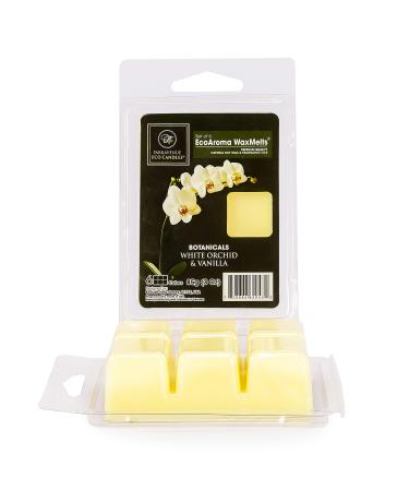 EcoAroma CocoSoy Organic Wax Melts, Natural Fragrance Oils extracted Flowers & Plants Perfume-Grade Coconut Soy Eco Wax Tarts , 6 Cubes Scented White Orchid & Vanilla White Orchid & Vanilla 1-Pack