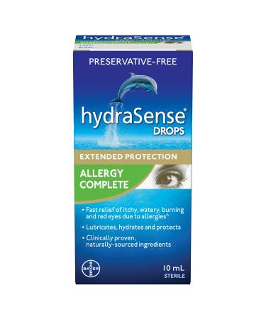 hydraSense Allergy Complete Eye Drops - Preservative Free Drops For Dry Eyes And Eye Allergy Symptoms Fast Relief Of Itchy Watery Red Eyes Naturally Sourced Can Use With Contacts 10mL