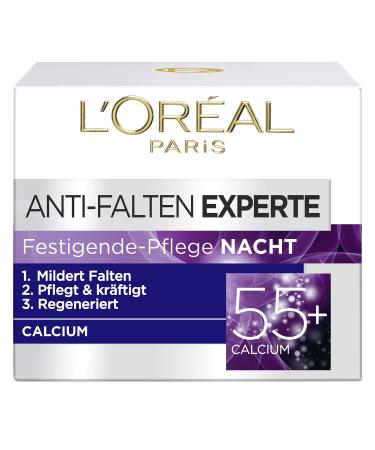 L'Oreal Paris L'Or al Paris Expert 55+ Anti-Wrinkle Night Cream for Women from 55 Years with Calcium 3 x 50 ml Pack of 3