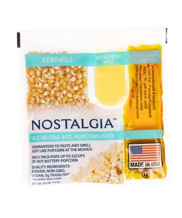 Nostalgia KPP424 Best Tasting Premium 4-Ounce Popcorn, Oil & Seasoning Salt All-In-One Packs - 4 Ounce (Pack of 24) 4 oz All -In-One Pack