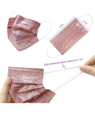 Sparkly Glitter Printed Face Masks for Women - 50 Pcs, 3 Ply Disposable Masks | Trendy Fashion Design - Buy Online on GoSupps.com