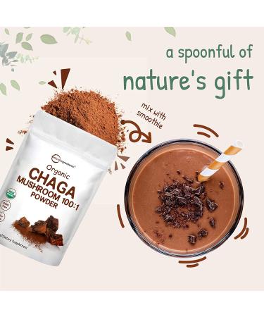 Sustainably Maine Grown  Wild Harvest Organic Chaga Mushroom Extract 100:1 Powder  Chaga Tea  6 Ounce  Superfood for Beverage and Smoothie  Vegan Friendly 6 Ounce (Pack of 1) - Buy Online on GoSupps.com
