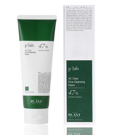 THE PLANT BASE AC Clear Cica Cleansing Foam 120ml / 4.05 Fl oz | CICA Foam | Centella asiatica 47% | AHA BHA PHA LHA | Korean Skincare | Plant extracts base | Acne Care | Trouble Care