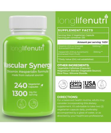 LongLifeNutri Grapefruit Seed Extract 500 mg + Vascular Synergy (Diosmin Hesperidin Complex) 1300 mg Bundle - 180 + 240 Capsules 6-4 Month Supply Daily Energy & Vein Support Made in USA - Buy Online on GoSupps.com