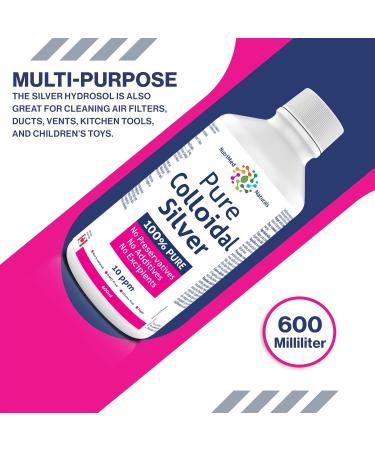 Pure Silver Colloidal - 10ppm 600ml | Made in Canada & 3rd Party Tested | Premium Colloidal Silver for Daily Use Nutrimed Naturals Nutrition Nature & You - Buy Online on GoSupps.com