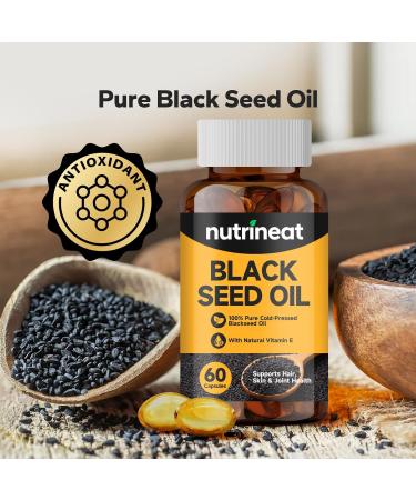 NutriNeat Black Seed Oil Capsules (60 Softgel Capsules) Organic Black Seed Oil Blackseed Oil Organic Cold Pressed with Black Cumin Seed & Vitamin E Premium Supplement for Hair Skin & Joint Health - Buy Online on GoSupps.com