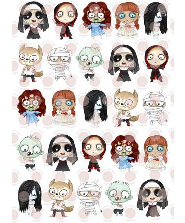 24 Halloween Horror Cupcake Toppers Theme #3 (PRECUT Optional) Edible Cupcake Toppers - Stand Up/Lie Flat Wafer Cake Decorations (PRECUT Pack of 24) - Buy Online on GoSupps.com