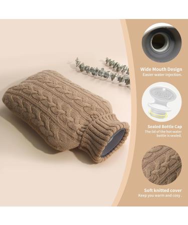 Samply 2L Hot Water Bottle with Knitted Cover in Khaki - Stay Cozy & Warm - Buy Online on GoSupps.com