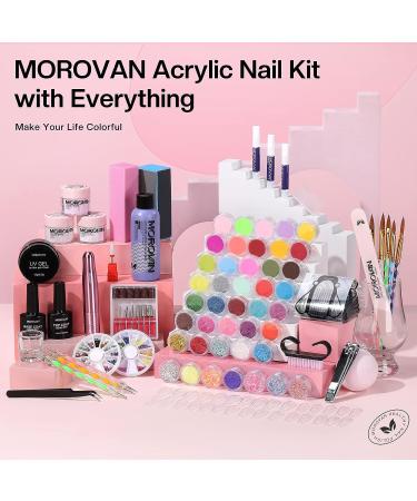 Morovan Acrylic Nail Kit with Drill and Powder Set - Nail Extension Supplies with Glitter Powder, Brushes, Tips, and Decoration Tools for DIY Salon at Home - Buy Online on GoSupps.com