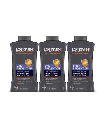 Lotrimin AF Athlete's Foot Daily Prevention Medicated Foot Powder, Tolnaftate Antifungal, Clinically Proven Prevention of Most Athlete's Foot, 3 Ounce (90 Grams) Bottle (Pack of 3)