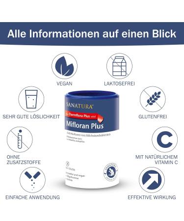 Sanatura Mifloran Plus 3-Pack - 12 Billion KBE Lactic Acid Bacteria Vitamin C & Oligofructose - Vegan & Lactose Free - 200g Each - Buy Online on GoSupps.com