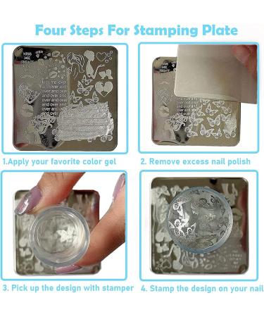 Luvadeyo Nail Stamping Plates Set - 6 Art Stencils with Transparent Stamp & Scraper | Perfect Nail Art Tool for Women & Girls - International Shipping Available - Buy Online on GoSupps.com