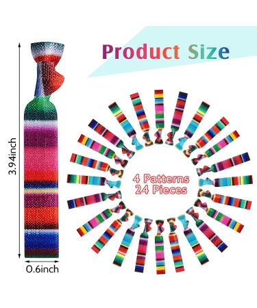 24 Pcs Mexican Hair Ties - Fiesta Ribbon Headbands for Women & Girls - Cinco De Mayo Accessories - Buy Online on GoSupps.com