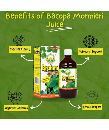 BASIC AYURVEDA Bacopa Monnieri Juice (Brahmi) 16.23 Fl Oz (480ml) | First Press Virgin Juice | Natural Brain & Memory Support | Herbal Tonic for Focus, Clarity & Wellness | No Sugar, Non-GMO - Buy Online on GoSupps.com