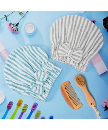 2-Pack Microfiber Hair Towel Caps with Bow-Knot for Fast Drying - Blue, Gray, and White - Soft & Absorbent Hair Drying Caps for Women - Buy Online on GoSupps.com