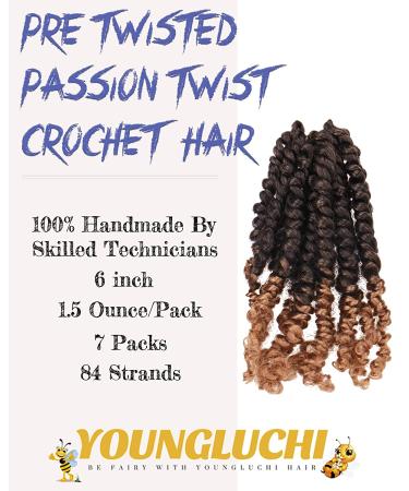 Passion Twist Crochet Hair - 7 Packs Ombre Blonde Short Pre-twisted Hair Extensions - Buy Online on GoSupps.com