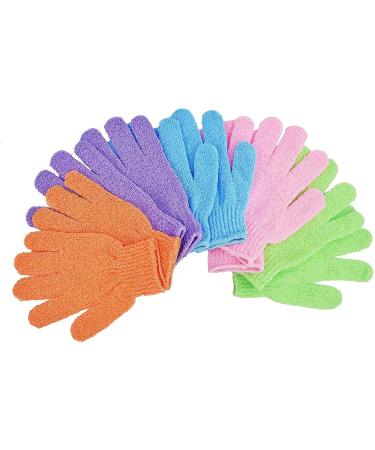 Exfoliating Gloves 10PCS Bath Gloves 5 Pairs, Natural Mitts Gloves for Men and Women Use,Shower Gloves Body Spa Makes Skin Soft and Healthy (AOLANS) 5Pair