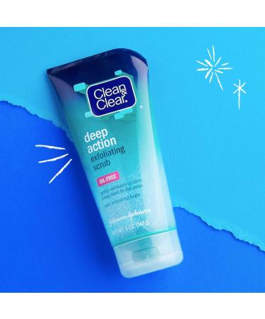 Clean & Clear Deep Action Oil-Free Exfoliating Facial Scrub - Deep Pore Cleansing Cooling Face Wash with Natural Beads 5 oz - Refreshing Daily Face Scrubber for All Skin Types - Buy Online on GoSupps.com
