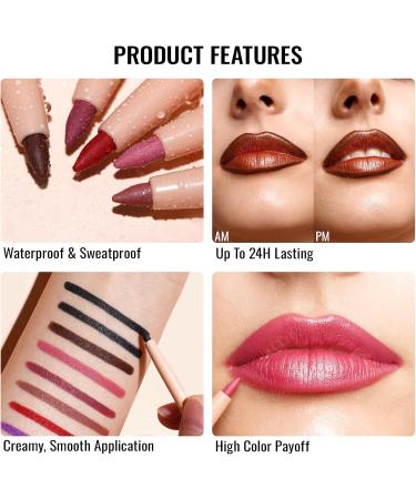 Oulac Waterproof Lipliner Pencil Set - Smooth and Creamy Retractable Lip Makeup for Precision Application Vegan & Cruelty-Free 04 Pink Treat+06 Body Talk+11 Mint - Buy Online on GoSupps.com