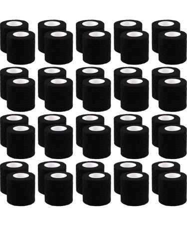 BQTQ 40 Rolls Cohesive Bandage Self Adherent Sport Wrap Tape 2 Inch x 5 Yards Stretch Bandage Wrap Athletic Tape for Human and Animals Ankle Sprains Swelling Black Black 2 Inch