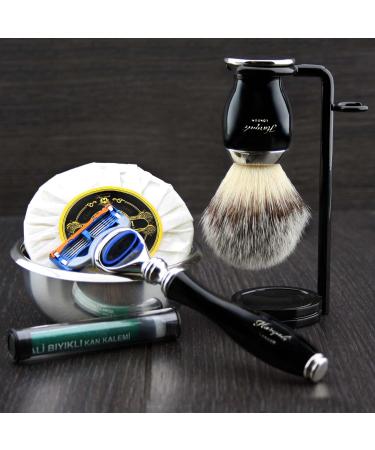 6 Pc Men's Shaving Kit - 5 Edge Razor Synthetic Badger Hair Brush Stand Soap & Bowl - Perfect Men's Grooming Set for Smooth Shaves - Buy Online on GoSupps.com