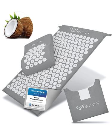 Wellax the original - acupressure mat with pillow - filled with 100% coconut fibers - solves tension & promotes circulation - Massage Matt with Acupressure pillow - awarded by comparison.org - Buy Online on GoSupps.com