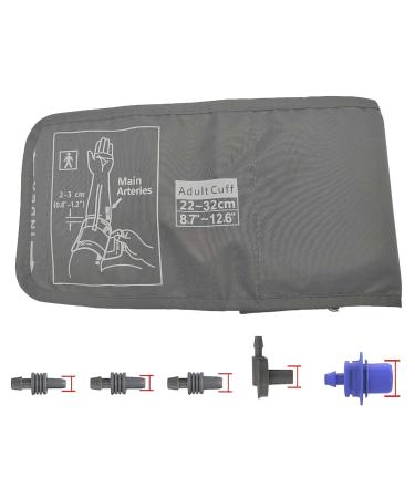 Medium Easy Wrap Blood Pressure Cuff for Thin and Small Arm Compatible with Omron 8.7 12.6 Inches (22 32) CM Adult BP Replacement Cuff Adult Cuff Only -5 Connectors (Medium + 5 Connectors)